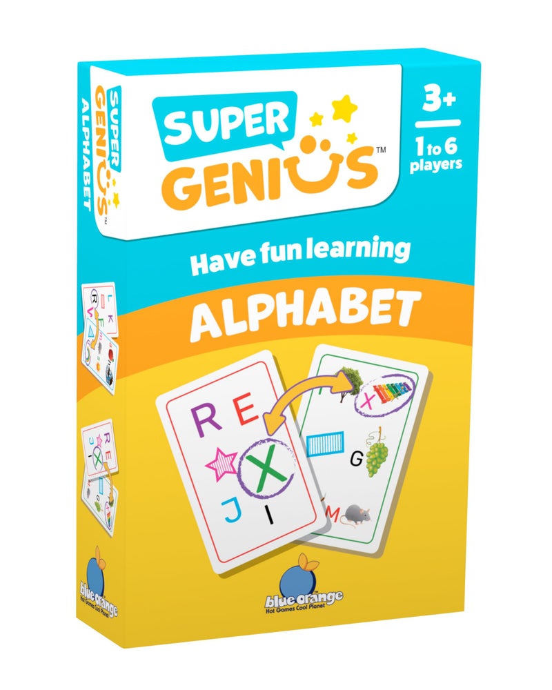 Blue Orange Super Genius Alphabet Tabletop Card Game Fun Flash Card Concentration Matching Game for Kids Ages 3 16 Players Teacher Approved Learn Your ABCs Games - Image 2
