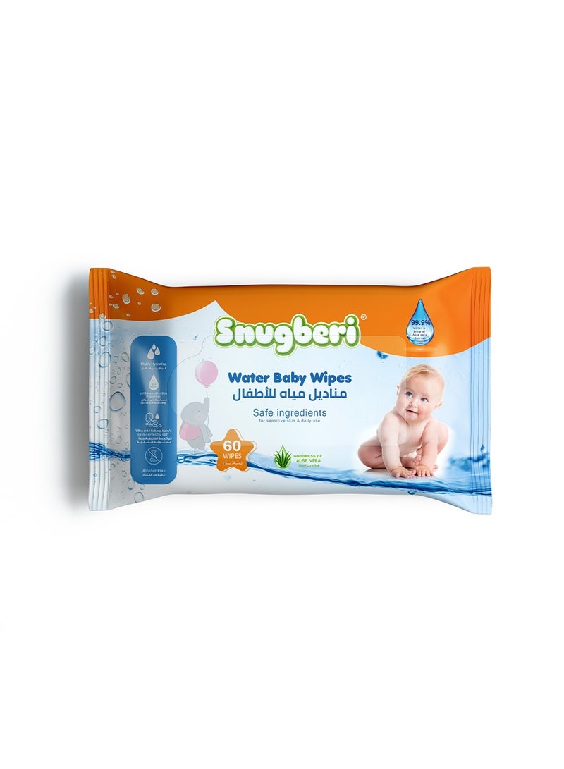Snugberi Water Baby Wipes 60's - Image 1