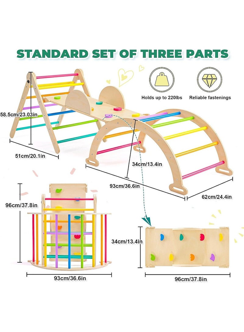 MaBaby 7-in-1 Montessori Wooden Climbing Set for Toddlers - Indoor Outdoor Kids Play Gym with Triangle Ladder, Slide, Tent, Swing, Seesaw & Arch | Toddler Activity Center for Motor Skill Development (1-4 Years) - Image 3