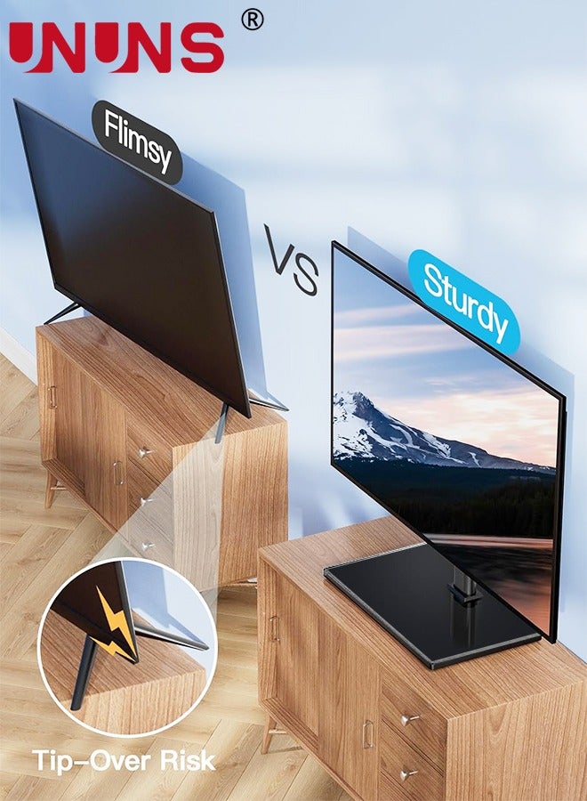 UNUNS Universal TV Stand For Most 32-55 Inch TVs,Tabletop TV Wall Mount Bracket With Wire Management, Max VESA 600x400mm Up To 88lb, Height Adjustable TV Stand, Quick Release Lock - Image 3