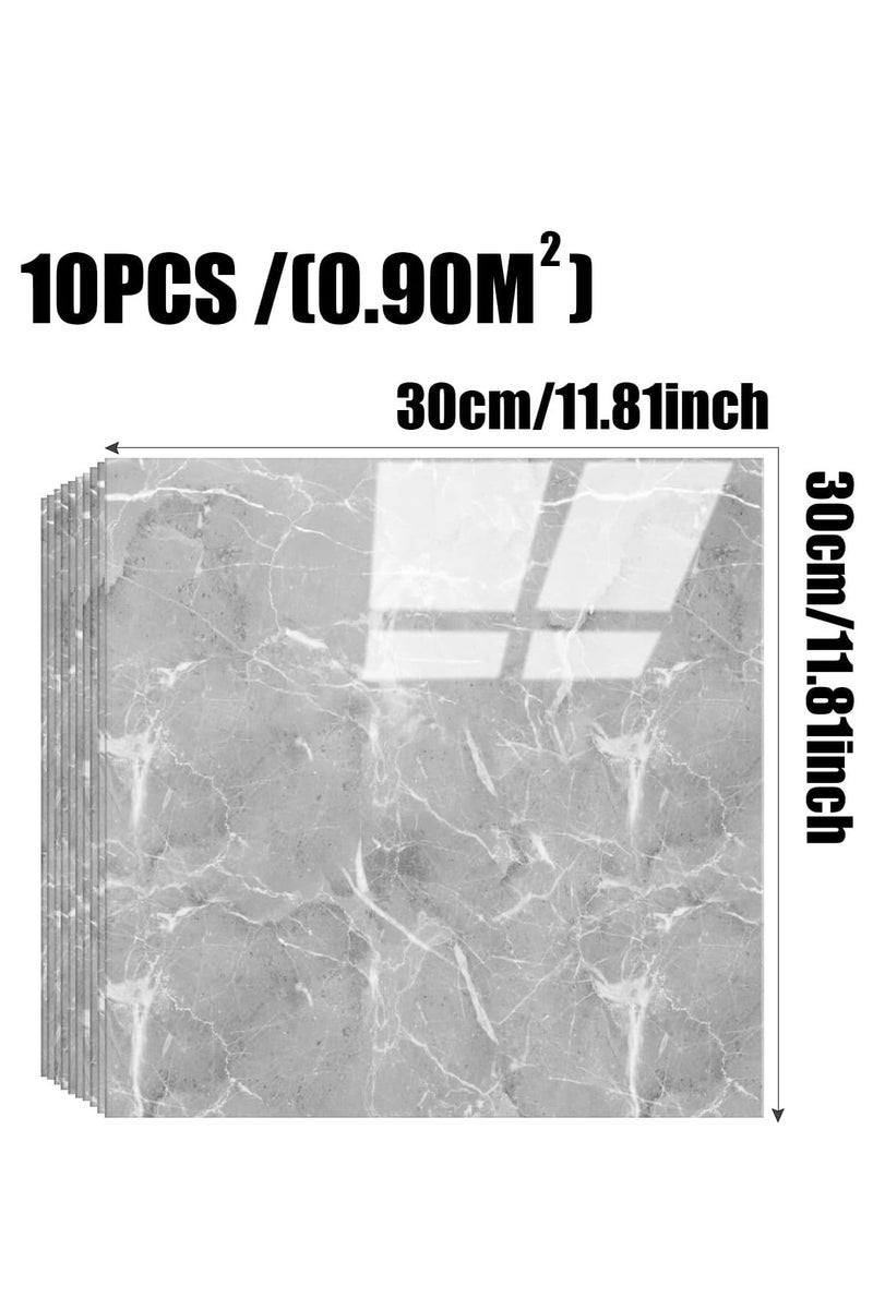 GUDOO ألواح جدارية للحمام قابلة للّصق، بتصميم رخامي للديكور الداخلي، بلاط خلفي للمطبخ، والحمامات، وغرف المعيشة، بحجم 11.8 × 11.8 بوصة، 12 قطعة، باللون الرمادي (ليست بلاط حقيقي، تغطي مساحة 9.7 قدم مربع). - Image 4