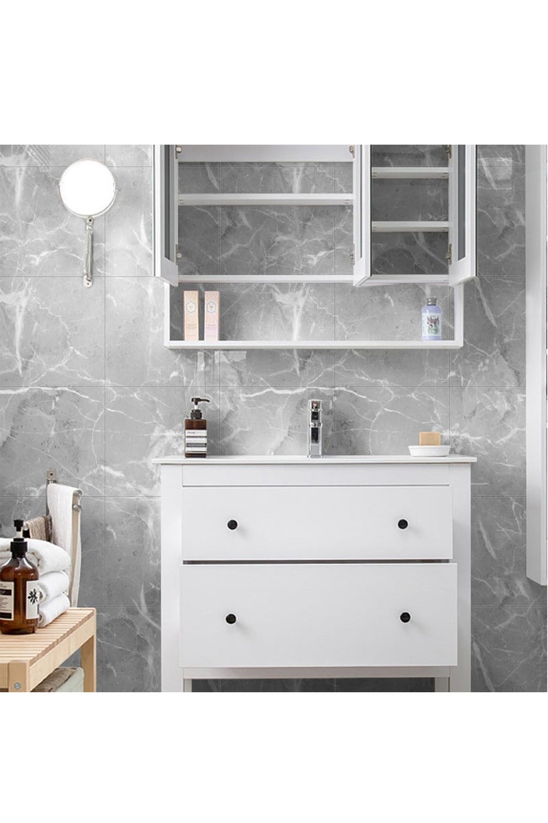 GUDOO ألواح جدارية للحمام قابلة للّصق، بتصميم رخامي للديكور الداخلي، بلاط خلفي للمطبخ، والحمامات، وغرف المعيشة، بحجم 11.8 × 11.8 بوصة، 12 قطعة، باللون الرمادي (ليست بلاط حقيقي، تغطي مساحة 9.7 قدم مربع). - Image 5