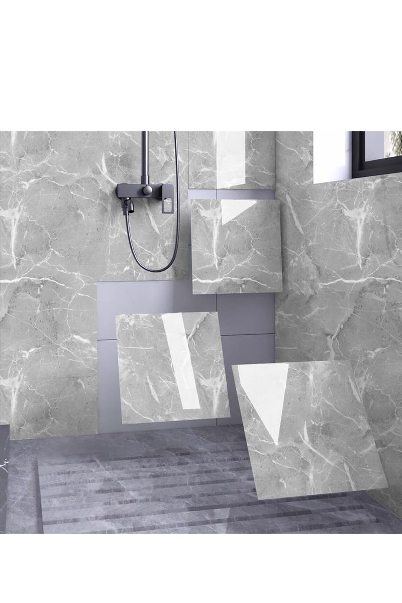 GUDOO ألواح جدارية للحمام قابلة للّصق، بتصميم رخامي للديكور الداخلي، بلاط خلفي للمطبخ، والحمامات، وغرف المعيشة، بحجم 11.8 × 11.8 بوصة، 12 قطعة، باللون الرمادي (ليست بلاط حقيقي، تغطي مساحة 9.7 قدم مربع). - Image 1