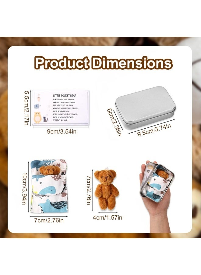 Little Pocket Bear Hug Set, Adorable Mini Plush Bears with Inspirational Card Sleeping Blanket & Iron Box for Friends Encouragement & Party Favor - Image 2