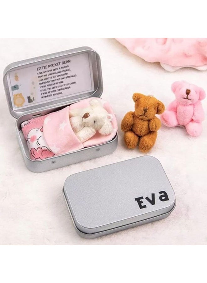 Little Pocket Bear Hug Set, Adorable Mini Plush Bears with Inspirational Card Sleeping Blanket & Iron Box for Friends Encouragement & Party Favor - Image 5