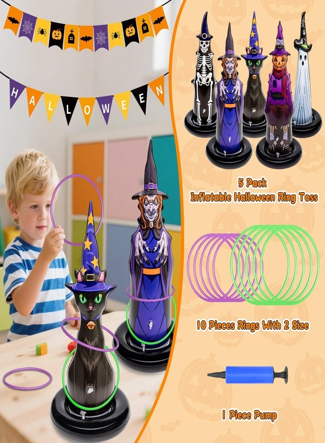 quescu 5Pcs Inflatable Halloween Ring Toss Game,Halloween Games for Kids,Adults,Family Party Favor Indoor Outdoor Game Garden Toys - Image 3