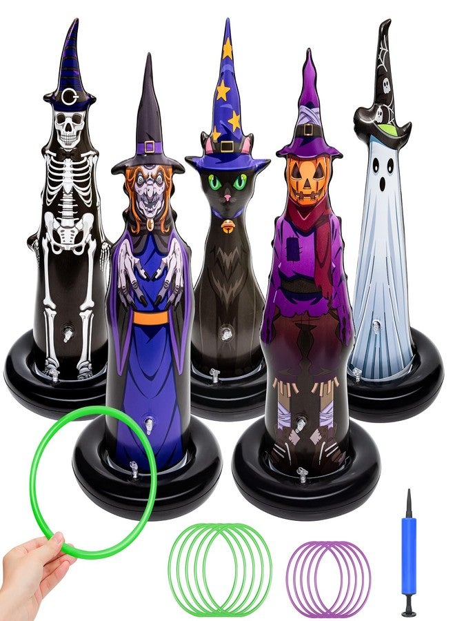quescu 5Pcs Inflatable Halloween Ring Toss Game,Halloween Games for Kids,Adults,Family Party Favor Indoor Outdoor Game Garden Toys - Image 1