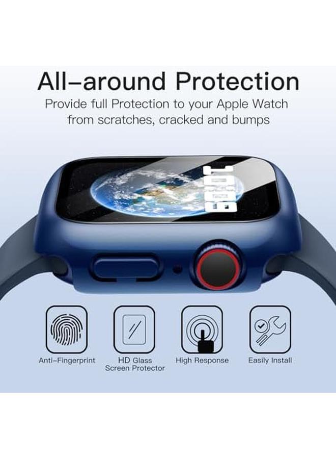 Jetech Waterproof Case With Screen Protector For Apple Watch Se 2022 2020 Series 6 5 4 44Mm Built In Tempered Glass Film Hard Pc Bumper Full Protective Cover 2 Pack Blue - Image 5