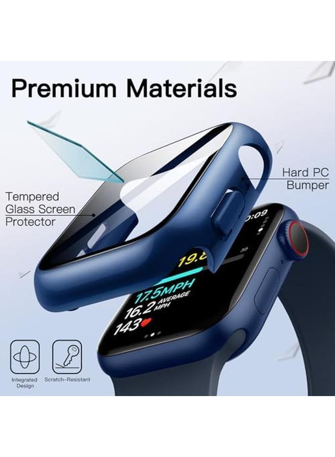 Jetech Waterproof Case With Screen Protector For Apple Watch Se 2022 2020 Series 6 5 4 44Mm Built In Tempered Glass Film Hard Pc Bumper Full Protective Cover 2 Pack Blue - Image 4