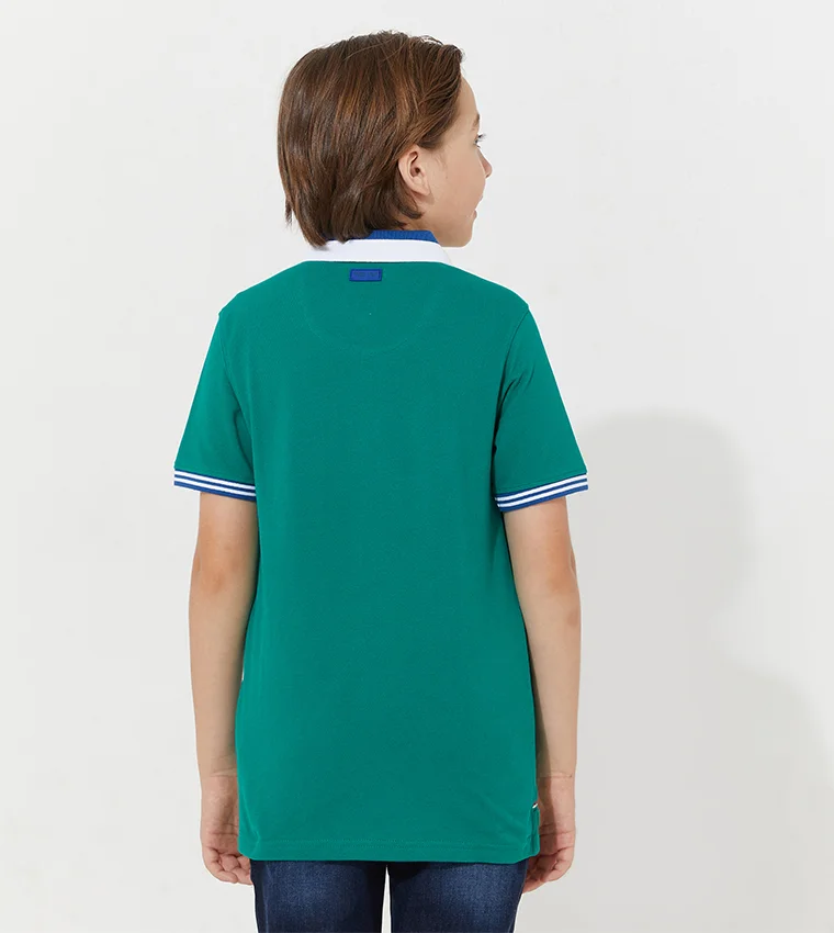 بيفرلي هيلز بولو كلوب تي شيرت بولو بأكمام قصيرة سادة للأولاد