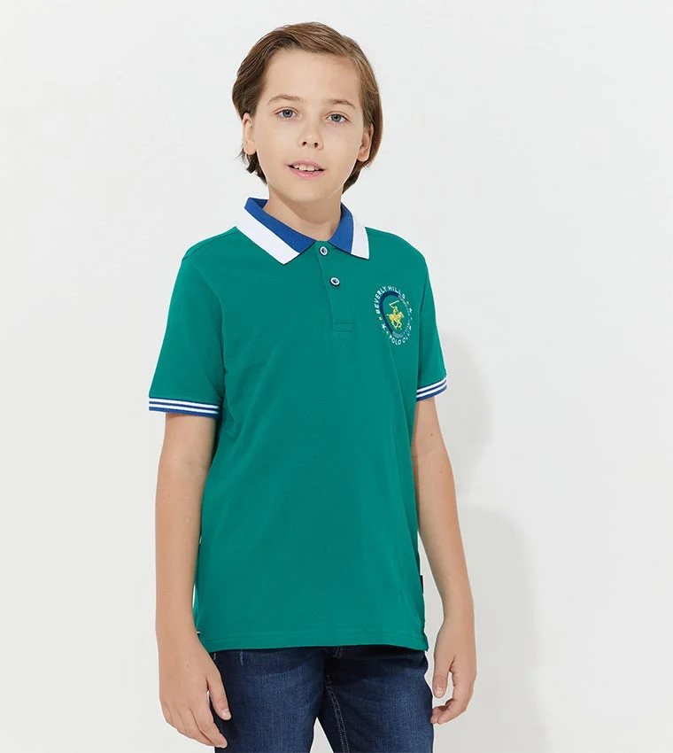 BEVERLY HILLS POLO CLUB Boys Solid Short Sleeves Polo T-Shirt
