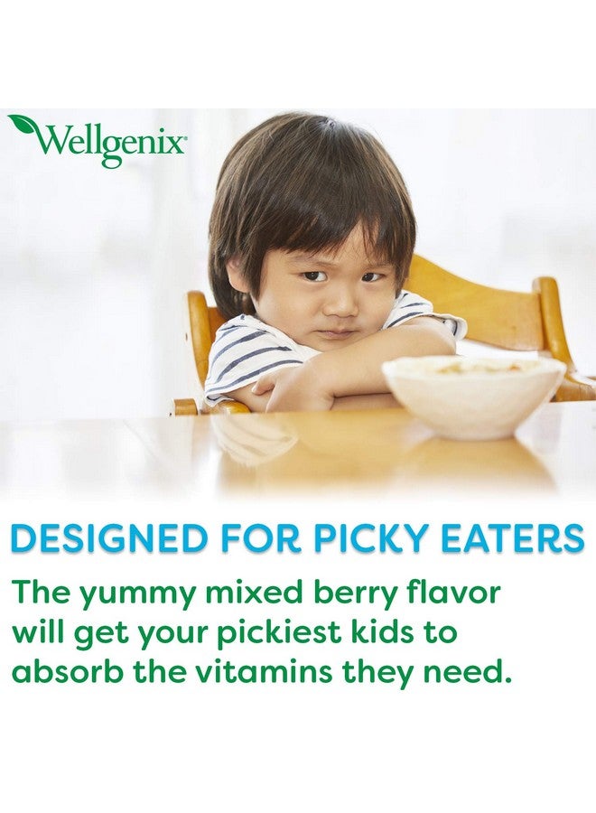 ويلجينيكس فيتامين سائل Wellgenix Balanced Essentials للأطفال - فيتامينات متعددة غذائية للأطفال الذين يتناولون الطعام بشكل انتقائي - يعزز الجهاز المناعي والصحة العامة - للأطفال، الأطفال الصغار - بنكهة التوت 16 أونصة سائلة - Image 3