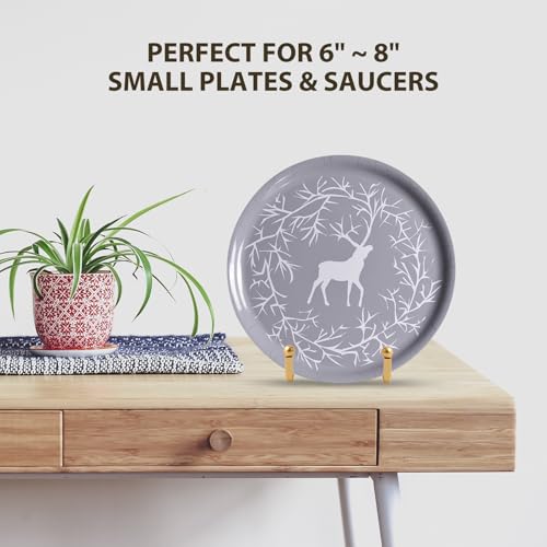 DIDUDIDU Plate Holder Easel Display Stand - 3 inch Metal Plate Stands for Display - Tabletop Picture Stand - Gold Iron Easels for Display Pictures | Photo Frames | Book | Decorative Plates | Plaque - 1 Pack - Image 3