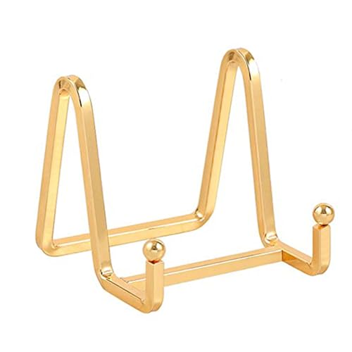 DIDUDIDU Plate Holder Easel Display Stand - 3 inch Metal Plate Stands for Display - Tabletop Picture Stand - Gold Iron Easels for Display Pictures | Photo Frames | Book | Decorative Plates | Plaque - 1 Pack - Image 1