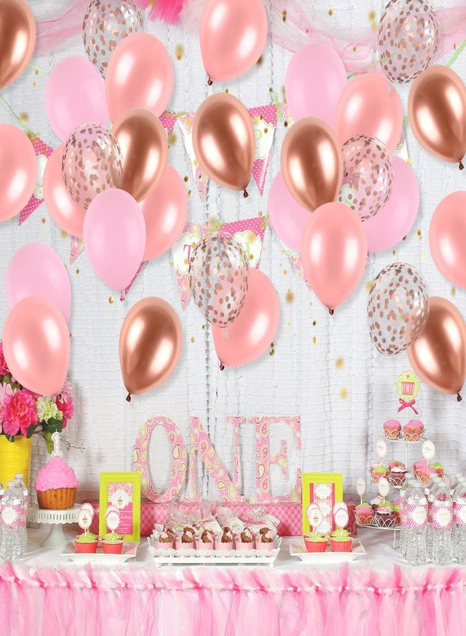 Biapian Rose Gold and Pink Balloons, Blush Pink Metallic Rose Gold Balloons Retro Pink Pastel Pink Rose Gold Confetti Balloons For Girls Birthday Party Boho Wedding Anniversary Party Decorations - Image 5