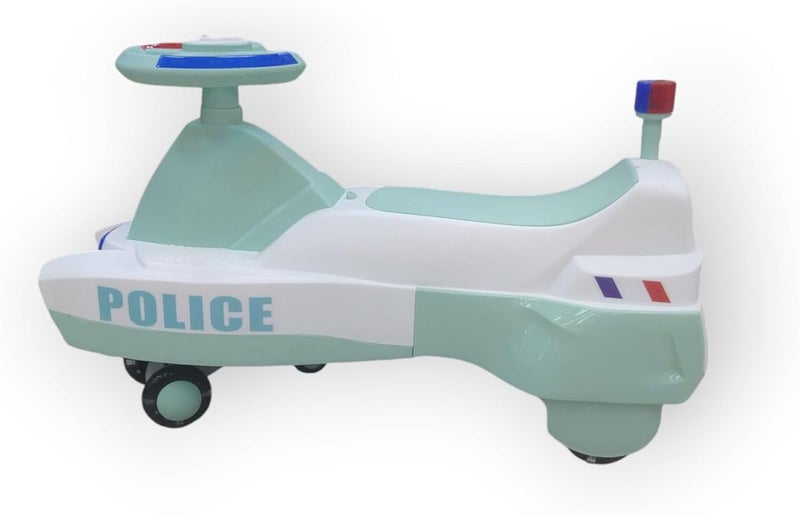 Leno TOYS Police Ride On Car for Kids, Plastic Push Car with Green and White for Boys and Girls 2-6 Years Old - Image 3
