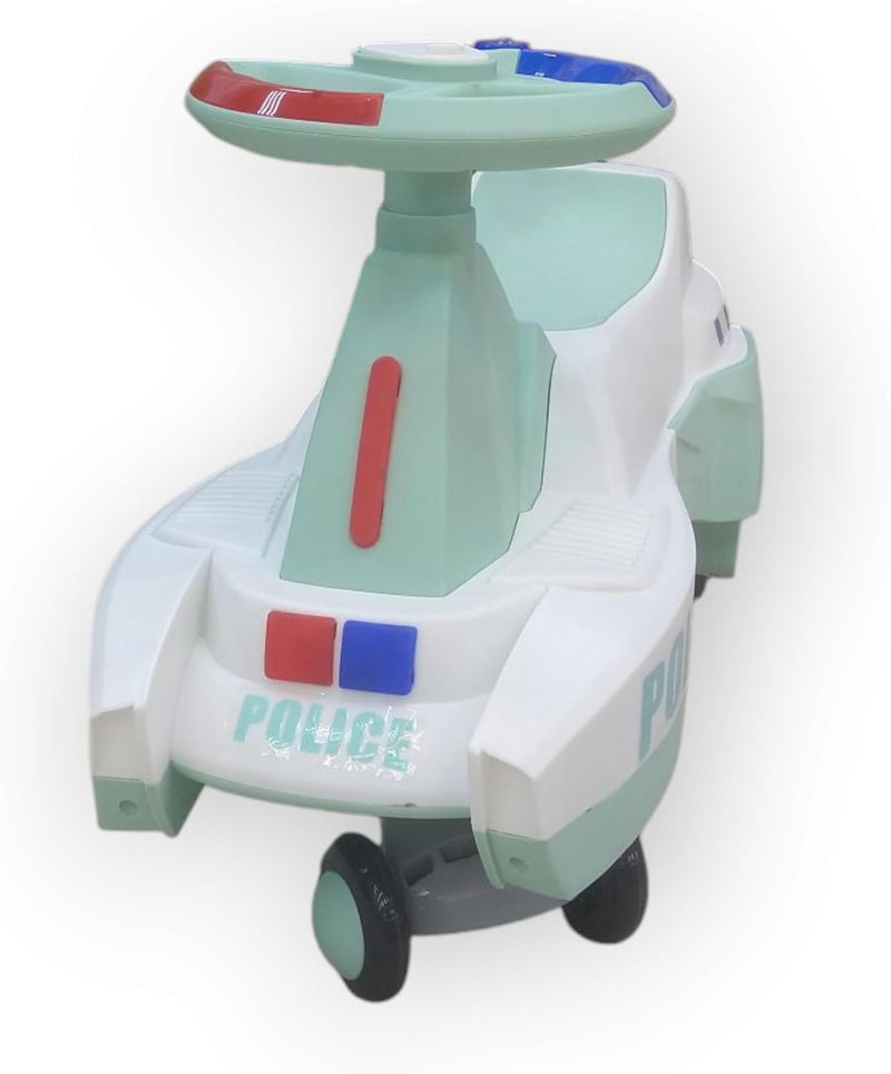 Leno TOYS Police Ride On Car for Kids, Plastic Push Car with Green and White for Boys and Girls 2-6 Years Old - Image 1