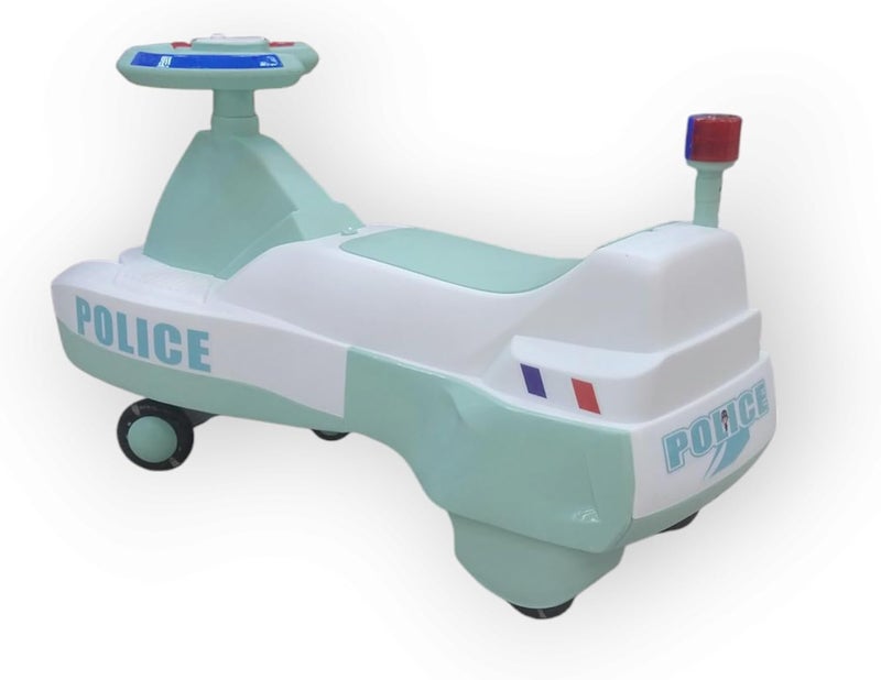 Leno TOYS Police Ride On Car for Kids, Plastic Push Car with Green and White for Boys and Girls 2-6 Years Old - Image 2