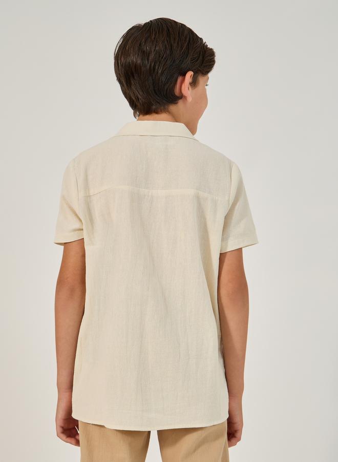 Styli Embroidered Detail Cotton Short Sleeve Shirt  - Image 5