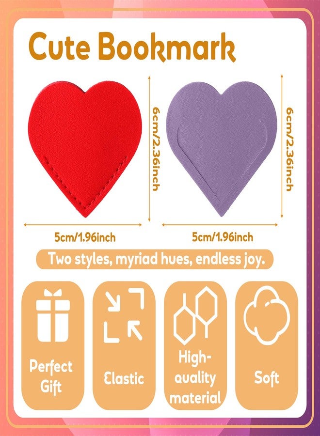 Resurhang 104 Pcs Leather Heart Bookmarks Page Corner Cute Heart Shaped Corner Bookmark for Women Handmade Reading Books Marks for Reading Lovers Book Club Gifts Office Teacher Bookworm - Image 2