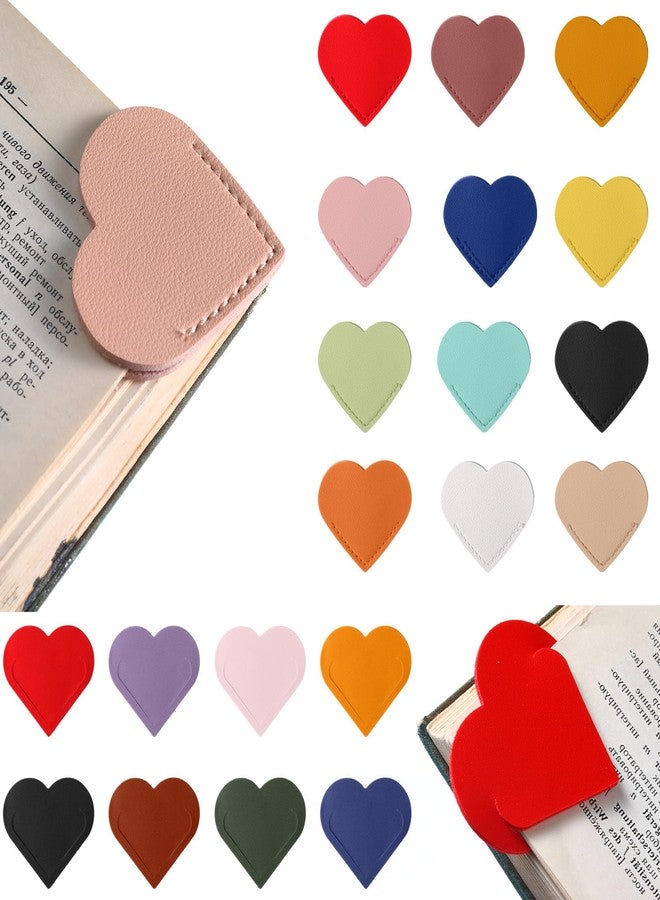 Resurhang 104 Pcs Leather Heart Bookmarks Page Corner Cute Heart Shaped Corner Bookmark for Women Handmade Reading Books Marks for Reading Lovers Book Club Gifts Office Teacher Bookworm - Image 1