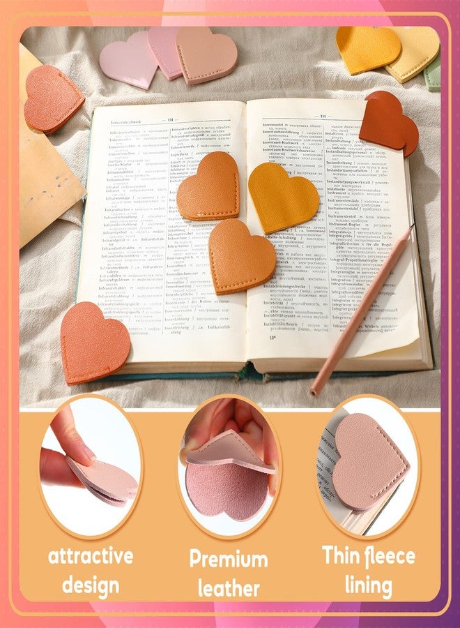 Resurhang 104 Pcs Leather Heart Bookmarks Page Corner Cute Heart Shaped Corner Bookmark for Women Handmade Reading Books Marks for Reading Lovers Book Club Gifts Office Teacher Bookworm - Image 3
