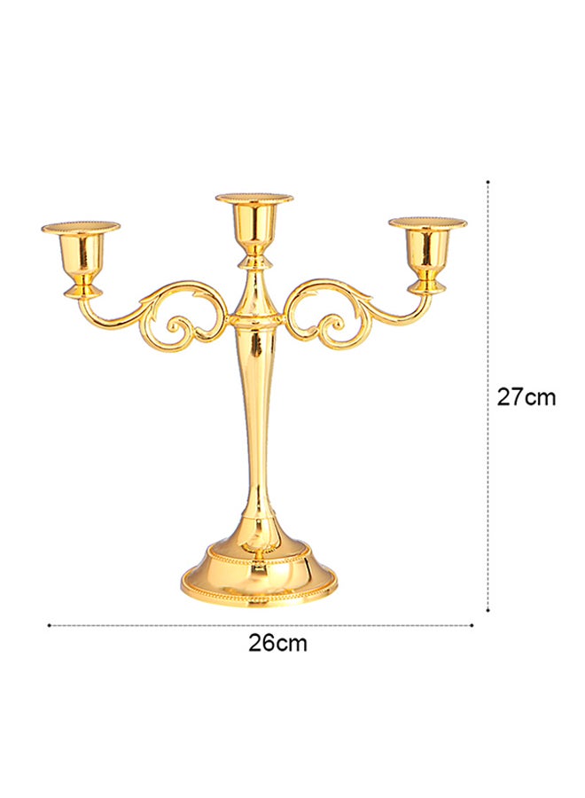 Loquat Three Headed Candle Holder Gold 26x27cm  - Image 2