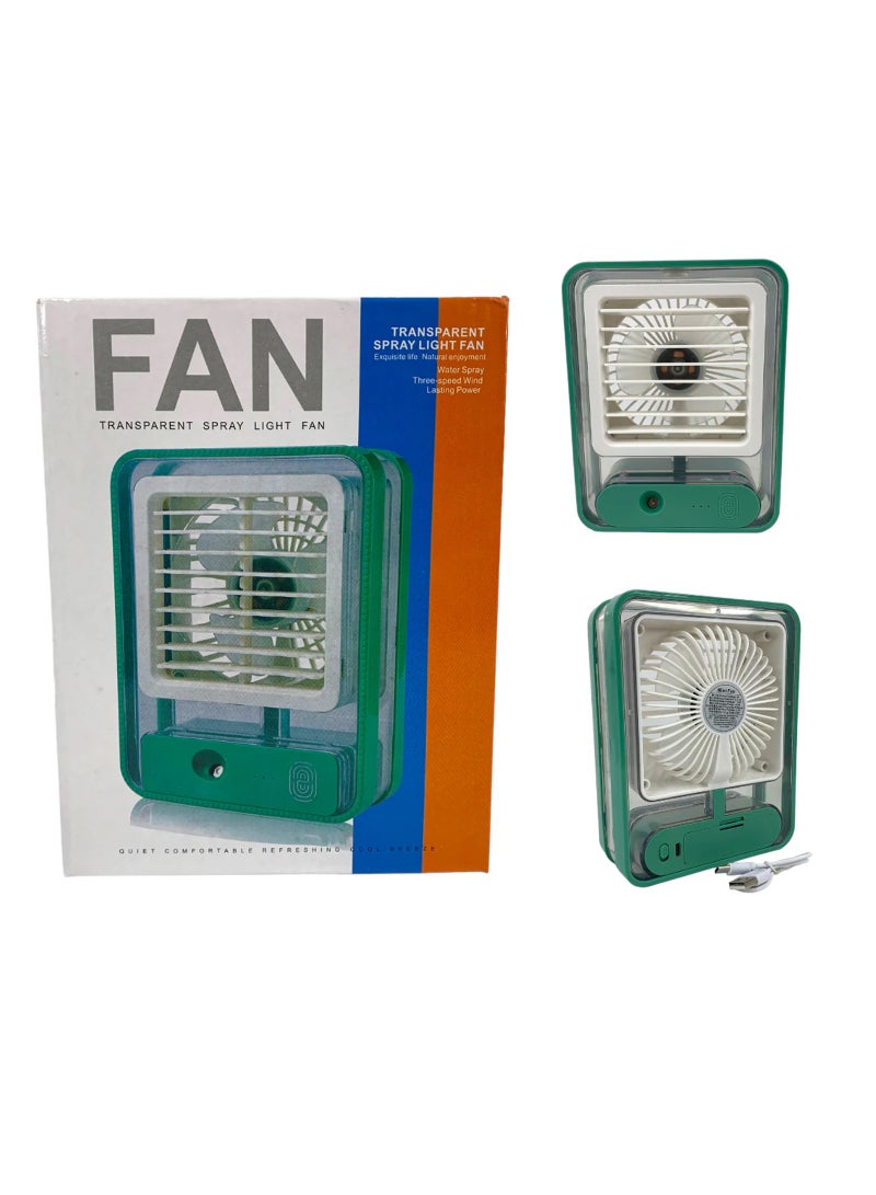 DubaiGallery مروحة مكتب شخصية مع رذاذ ضباب، ضوء ليلي LED، مروحة رذاذ ماء تعمل بالبطارية الكهربائية، مروحة تبريد سطح مكتب صغيرة محمولة قابلة لإعادة الشحن عبر USB للمكتب، - Image 4