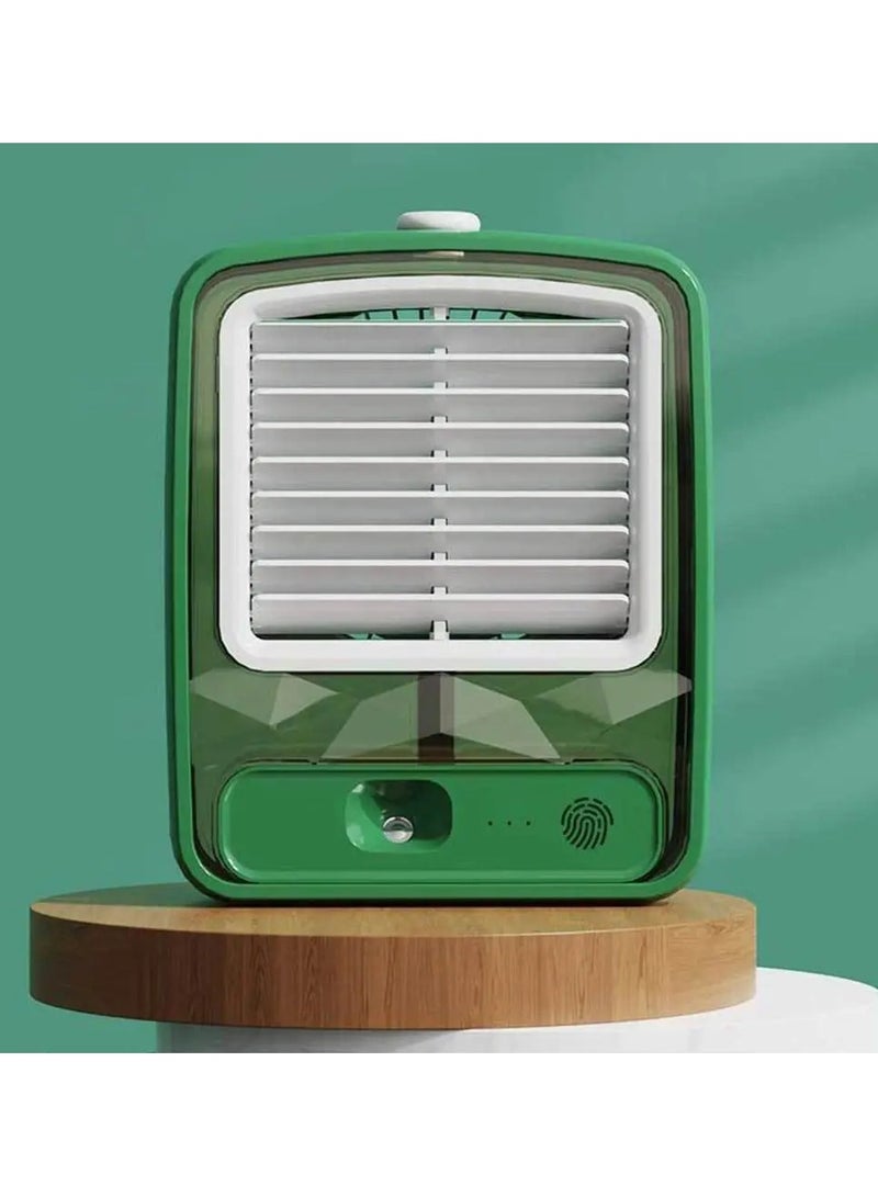 DubaiGallery مروحة مكتب شخصية مع رذاذ ضباب، ضوء ليلي LED، مروحة رذاذ ماء تعمل بالبطارية الكهربائية، مروحة تبريد سطح مكتب صغيرة محمولة قابلة لإعادة الشحن عبر USB للمكتب، - Image 3