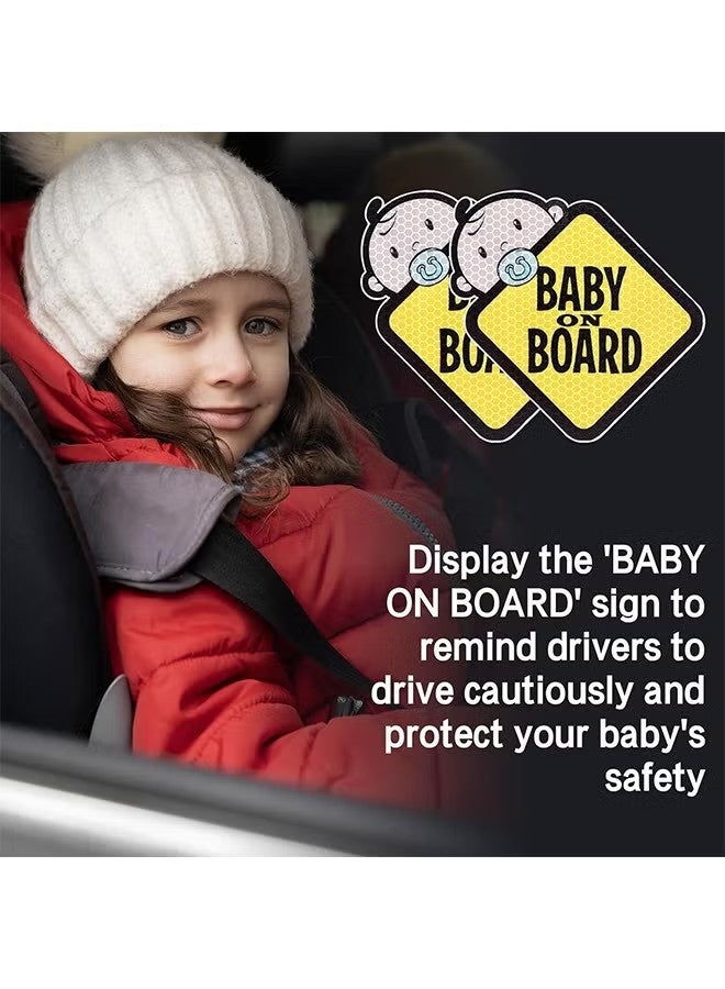 ملصق "طفل في السيارة" للسيارات - عبوة من قطعتين، ملصقات أمان عاكسة عالية الكثافة ومقاومة للماء من الفينيل، مناسبة للنوافذ الخلفية والجانبية والمصدات. - Image 4
