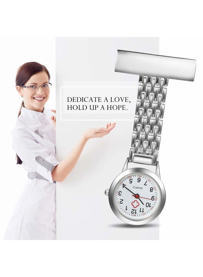 Lancardo Personalized Custom Engraving Women's Nurse Watch Simple Classic Unisex Doctor Paramedic Tunic Lapel Pin-on Brooch Quartz Fob Watch Large Arabic Numeral Mark - Image 3