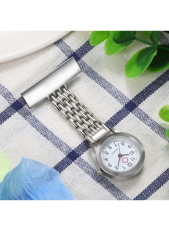 Lancardo Personalized Custom Engraving Women's Nurse Watch Simple Classic Unisex Doctor Paramedic Tunic Lapel Pin-on Brooch Quartz Fob Watch Large Arabic Numeral Mark - Image 4