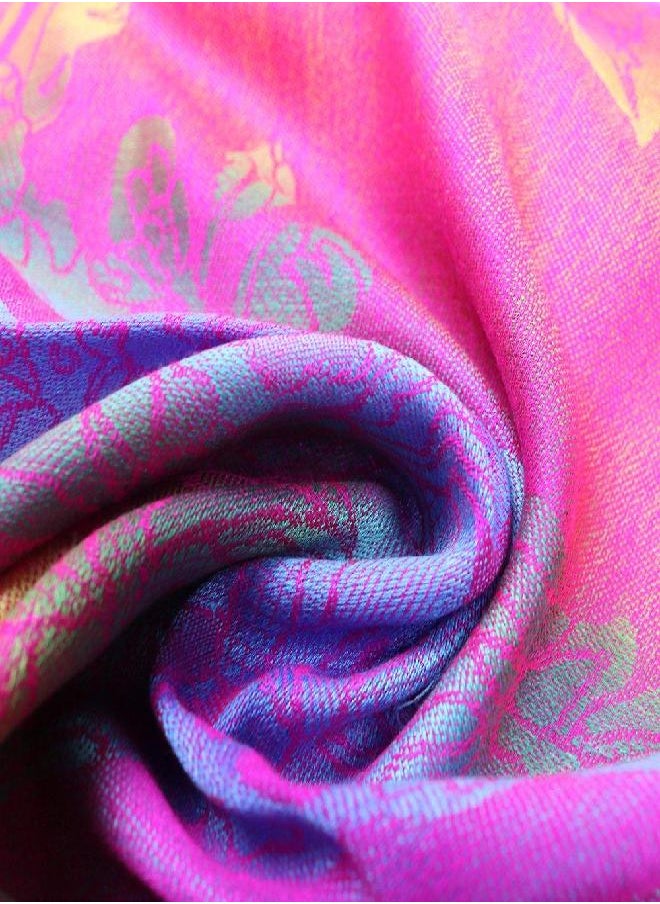 Neelamvar Neelamvar Fashion Colorful flowers Jacquard cotton pashmina Women Wrap Shawl tassels Scarves 75" x 27.5" (THM08-04) 