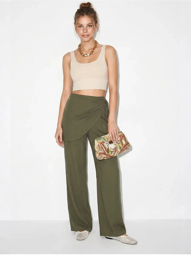 بيانكو لوتشي LUCCI High-Waist Wide-Leg Crepe Trousers