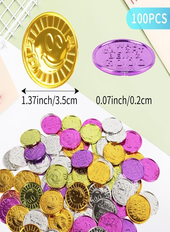 Abilat 100Pcs Caught Being Good Coins Tokens for Kids Colorful Thumbs Up Reward Incentive Behavior Tokens Classroom Behavior Reward Plastic Coin Gift for Students Teachers School Prize Supplies - Image 2