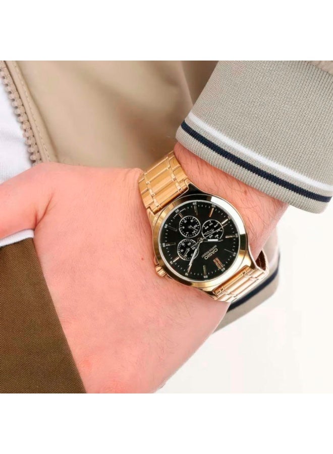 Casio MTP-V300G-1AUDF Men’s Analog Gold-Tone Stainless Steel Watch – Black Dial, Multi-Function Subdials, Water Resistant - Image 5