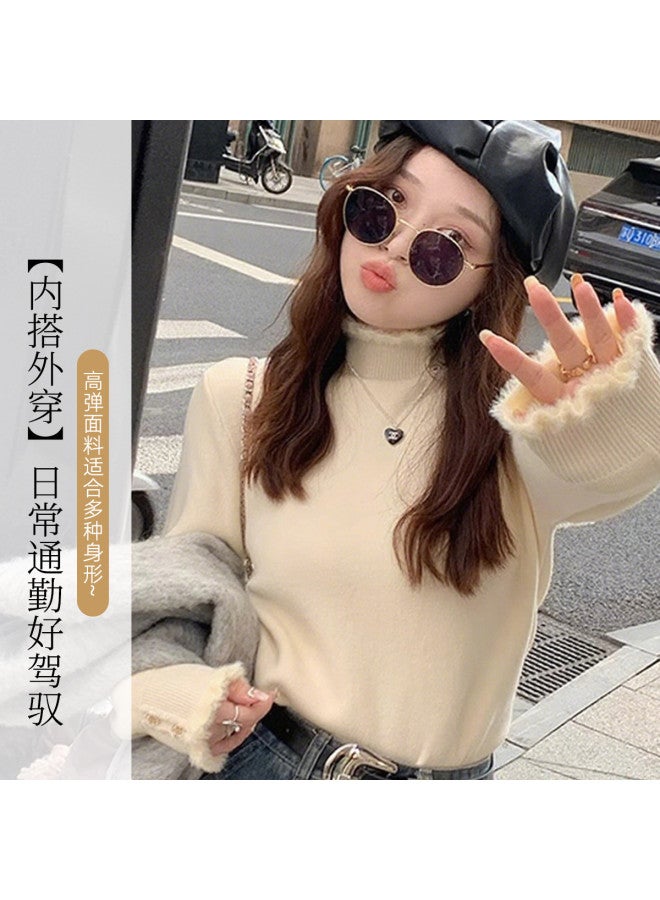 Modal High-End Sense Small Luxury Style Fleece-Lined Thickened Half-High Collar Knitted Base Shirt Women'S Autumn And Winter Sweater Design Sense Versatile Solid Color - Image 3