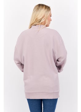 ESPRIT Women Funnel Neck Textured Long Sleeves Sweatshirt, Mouve  - Image 3