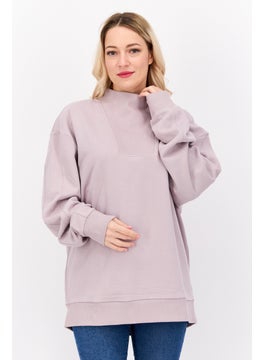 ESPRIT Women Funnel Neck Textured Long Sleeves Sweatshirt, Mouve  - Image 1