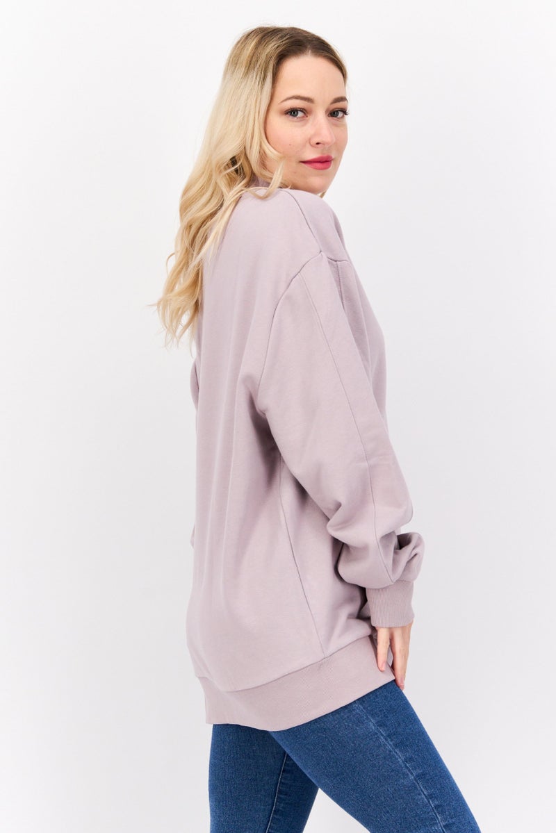 ESPRIT Women Funnel Neck Textured Long Sleeves Sweatshirt, Mouve - Image 2