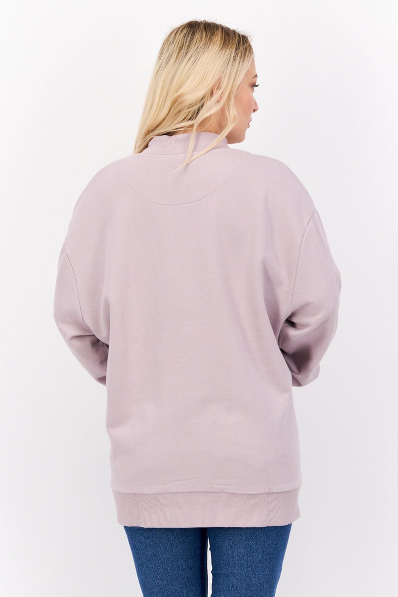 ESPRIT Women Funnel Neck Textured Long Sleeves Sweatshirt, Mouve - Image 3