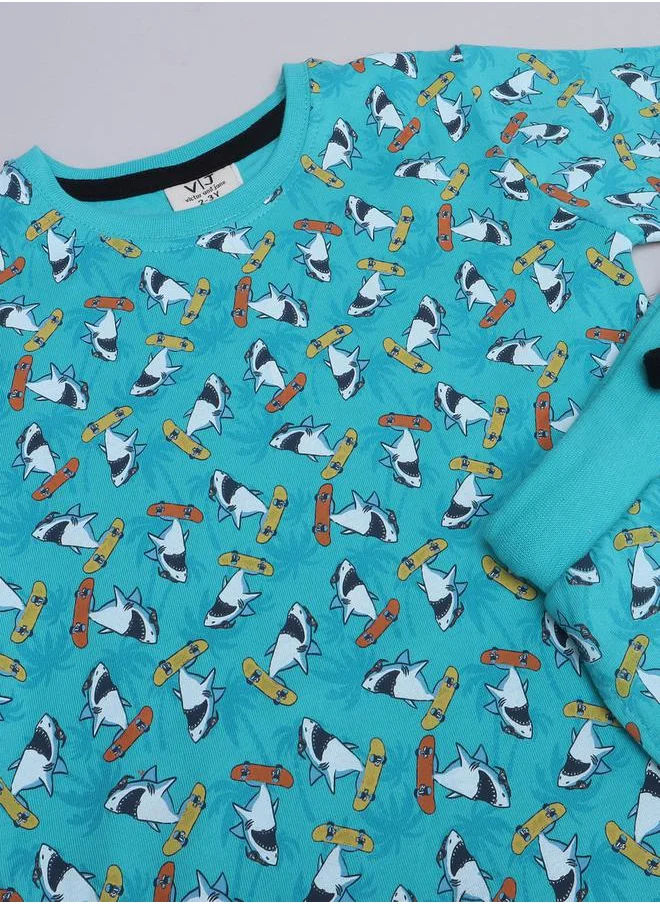 فكتور اند جين All-Over Printed Cotton T-Shirt and Shorts Set
