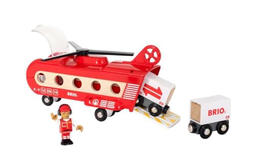 BRIO World 33886 - Cargo Helicopter - Premium Wooden Train Toy | Safe and Durable | Compatible with All Sets | Fun for Toddlers and Kids | Includes Figure and Accessories - Image 1