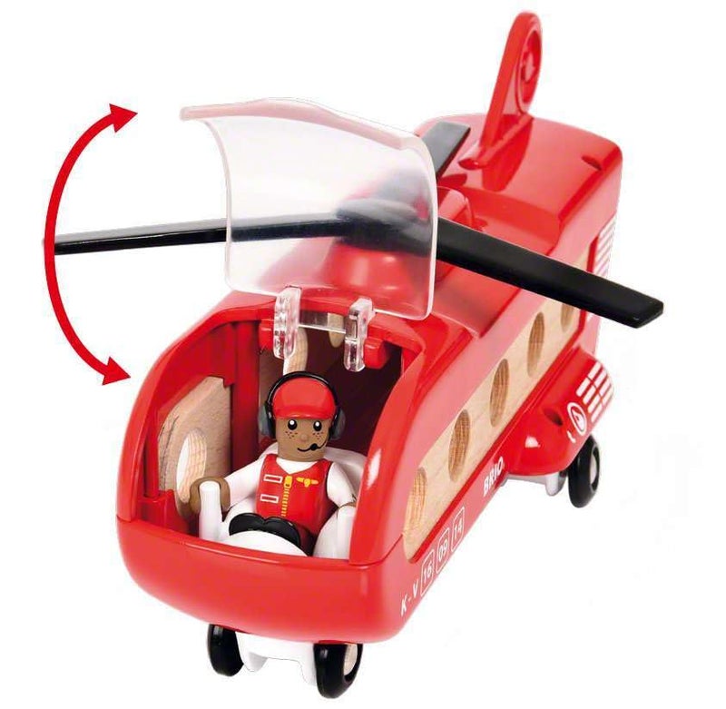 BRIO World 33886 - Cargo Helicopter - Premium Wooden Train Toy | Safe and Durable | Compatible with All Sets | Fun for Toddlers and Kids | Includes Figure and Accessories - Image 4