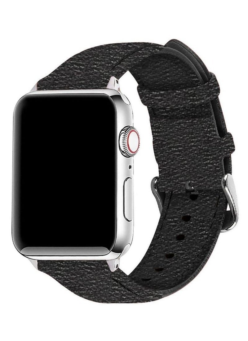 CATANES - Apple Watch Band 41mm/40mm/38mm Premium Leather Band Buckle Strap Wristband Graphite Black - Image 1