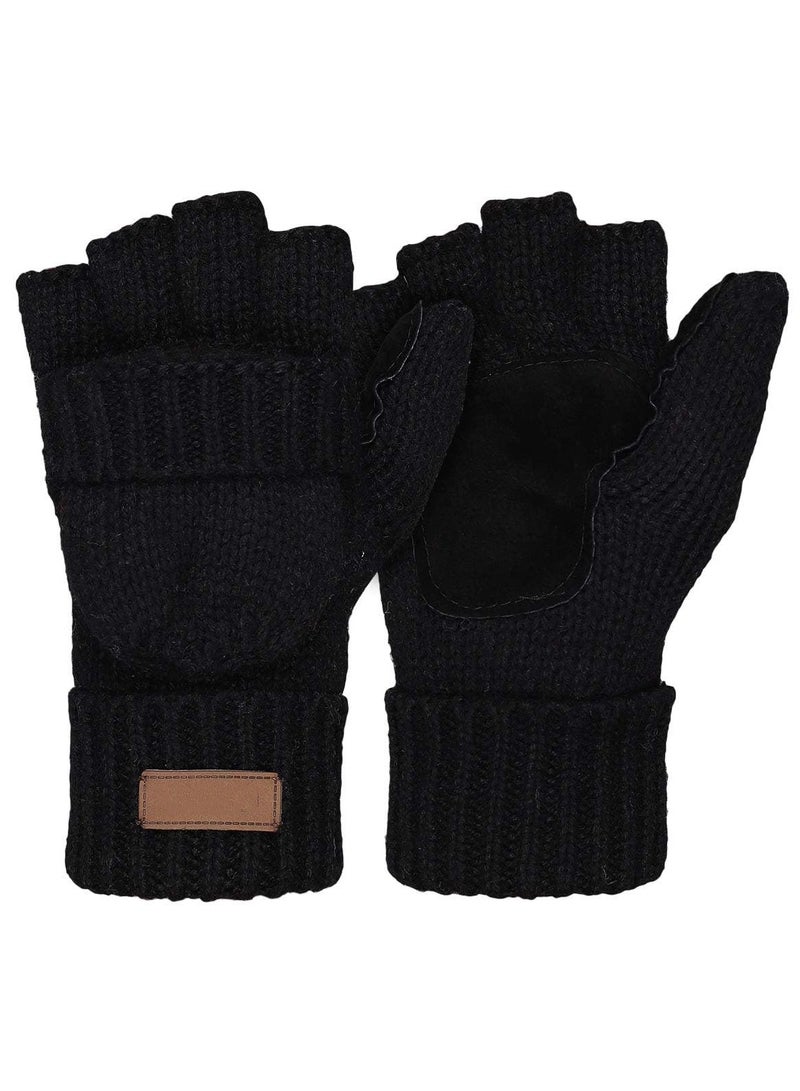 Uni Warm Wool Mittens with Flip Top Thermal Gloves for Cold Weather Outdoor Activities in Winter - Image 1