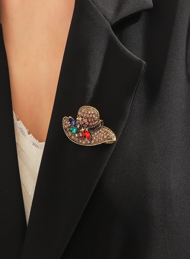Shejuety exquisite vintage hat brooch inlaid with multicolored rhinestone crystal flower for women brooch backpack badge jacket hat dress sweater anti light pin birthday jewelry gift - Image 2