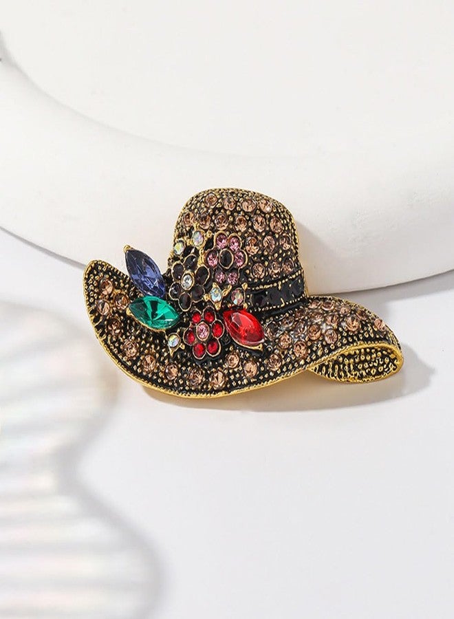 Shejuety exquisite vintage hat brooch inlaid with multicolored rhinestone crystal flower for women brooch backpack badge jacket hat dress sweater anti light pin birthday jewelry gift - Image 4