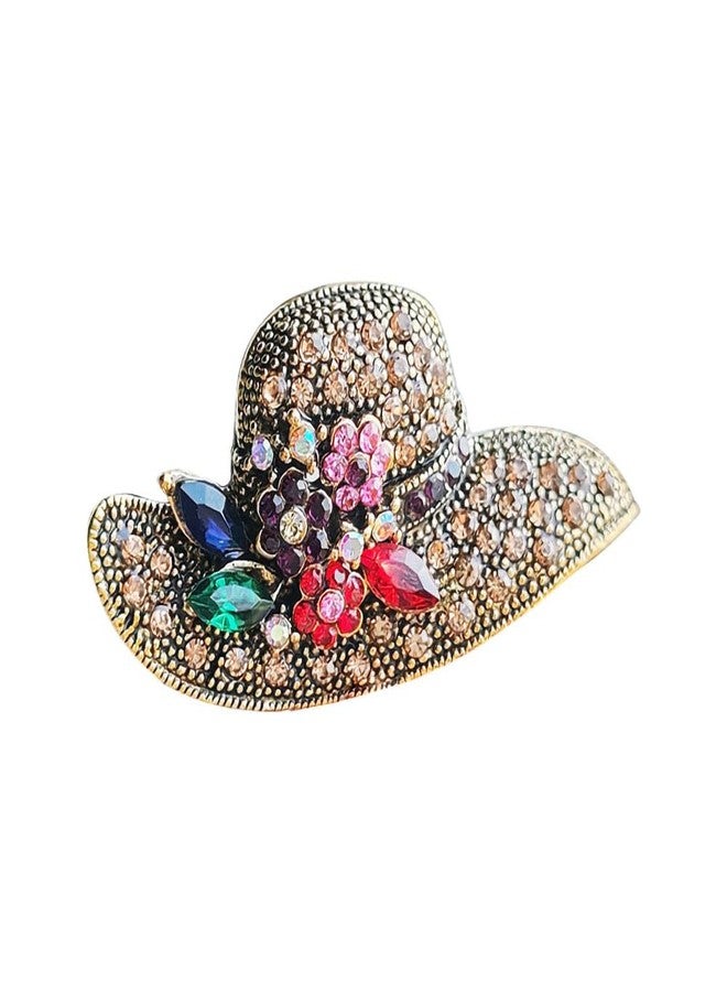 Shejuety exquisite vintage hat brooch inlaid with multicolored rhinestone crystal flower for women brooch backpack badge jacket hat dress sweater anti light pin birthday jewelry gift - Image 1