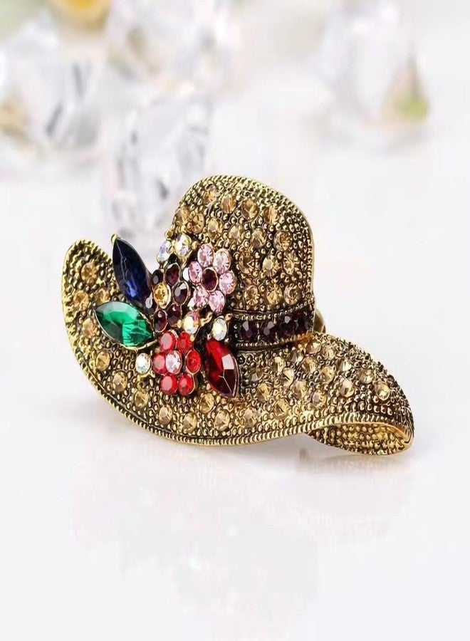 Shejuety exquisite vintage hat brooch inlaid with multicolored rhinestone crystal flower for women brooch backpack badge jacket hat dress sweater anti light pin birthday jewelry gift - Image 3